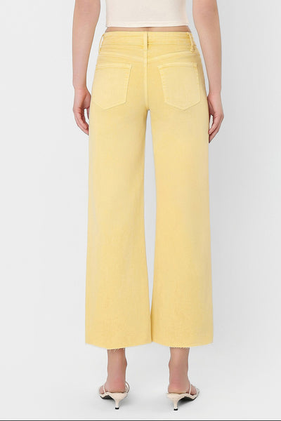 Vervet High Rise Baby Yellow Crop Wide Leg Jeans