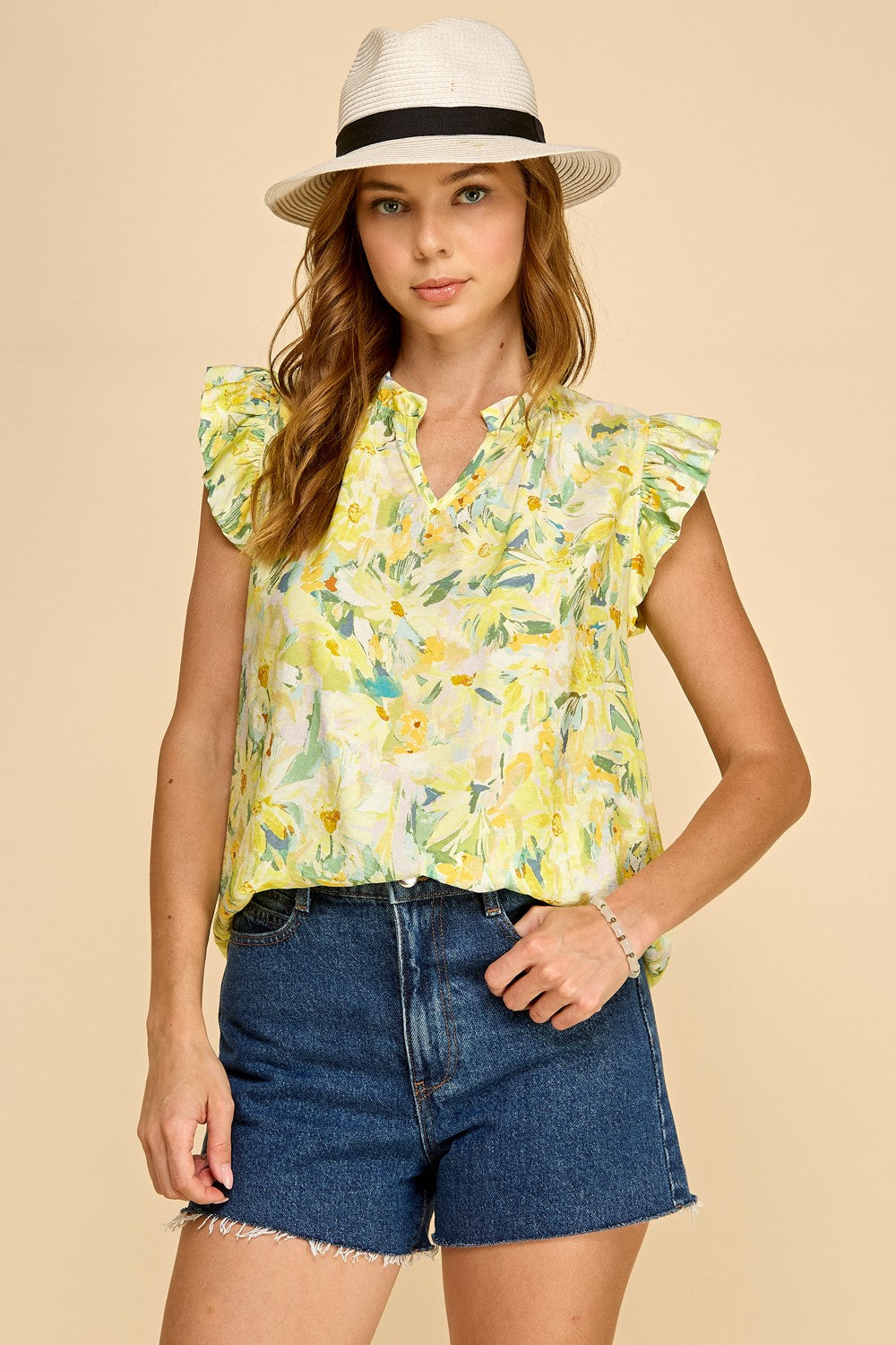 Butter Yellow Floral Top