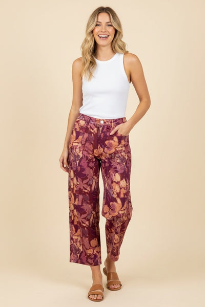 Botanical Maroon Pants