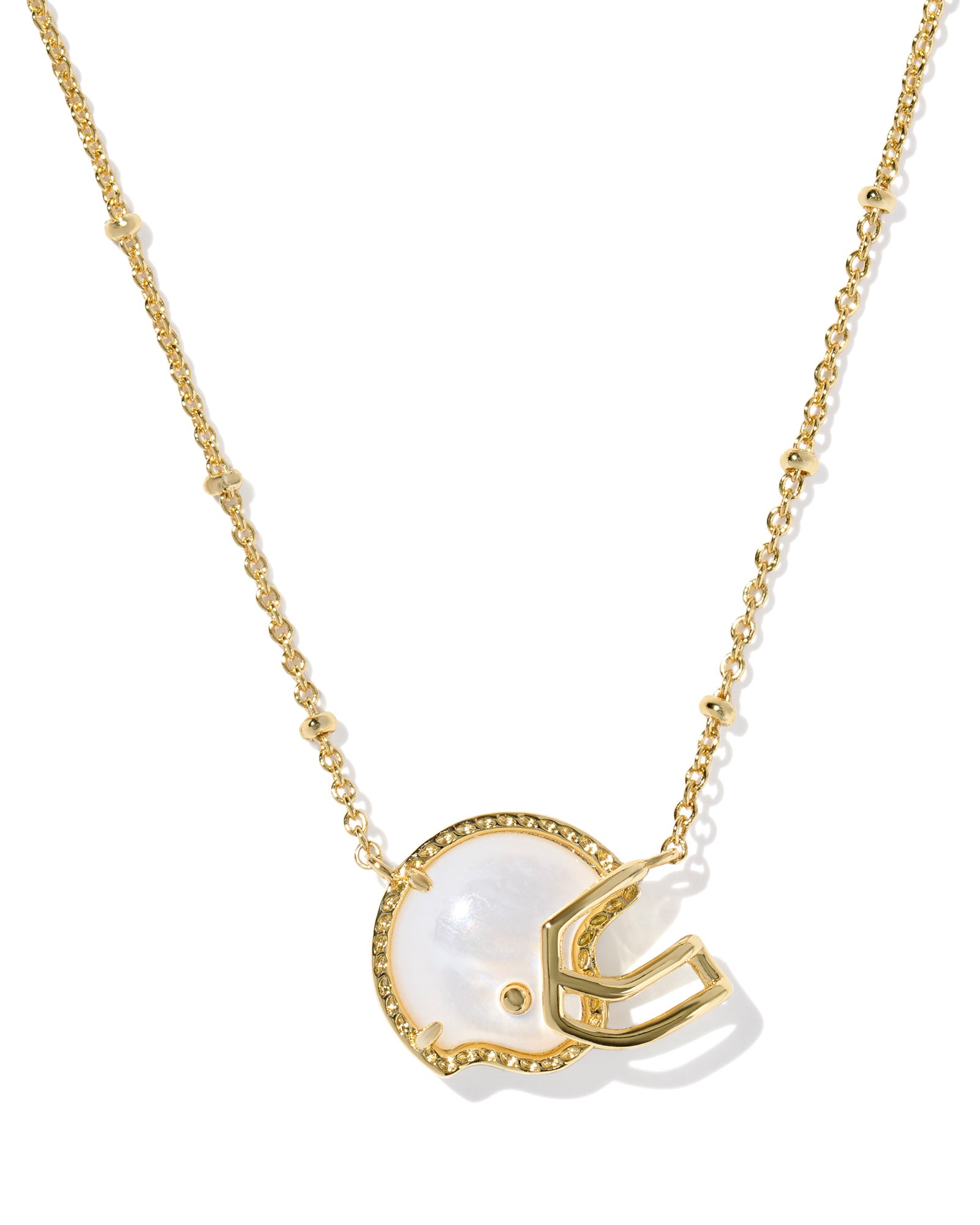 Football Helmet Pendant Necklace in Gold