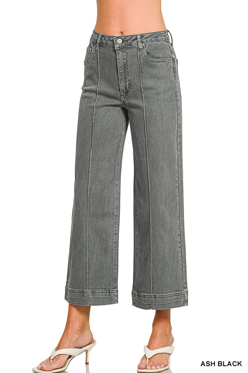 Zenana Pintuck Jeans in Ash Black