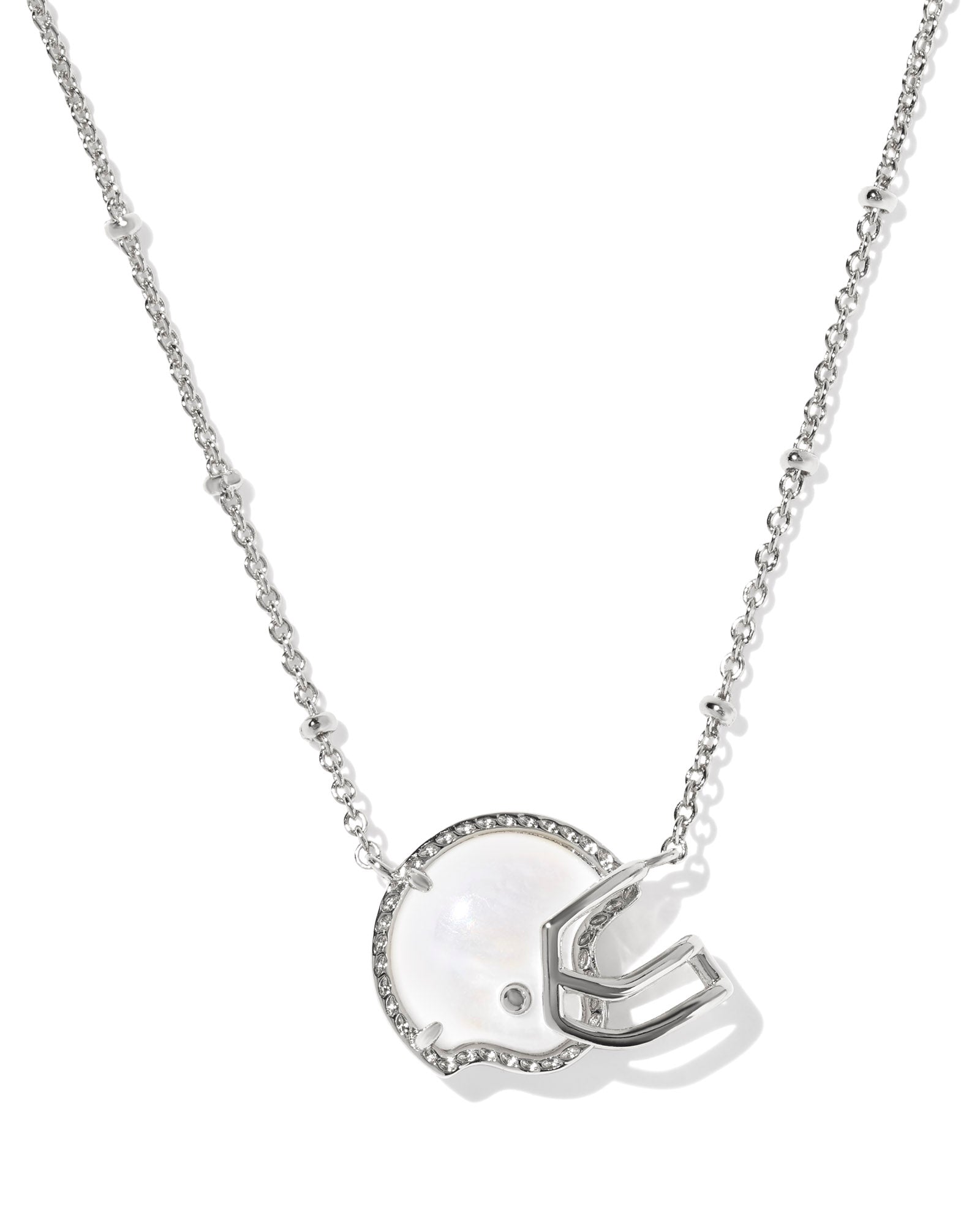 Football Helmet Pendant Necklace in Silver