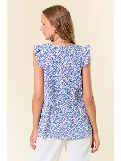 Ditsy Blue Floral Top