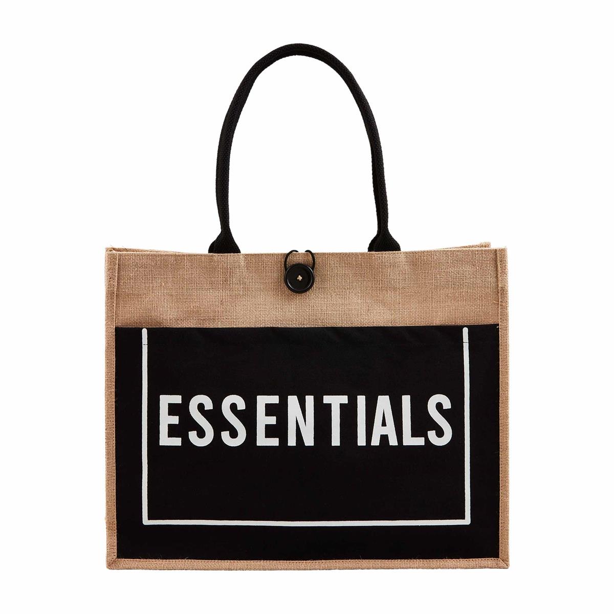 Black Jute Word Tote