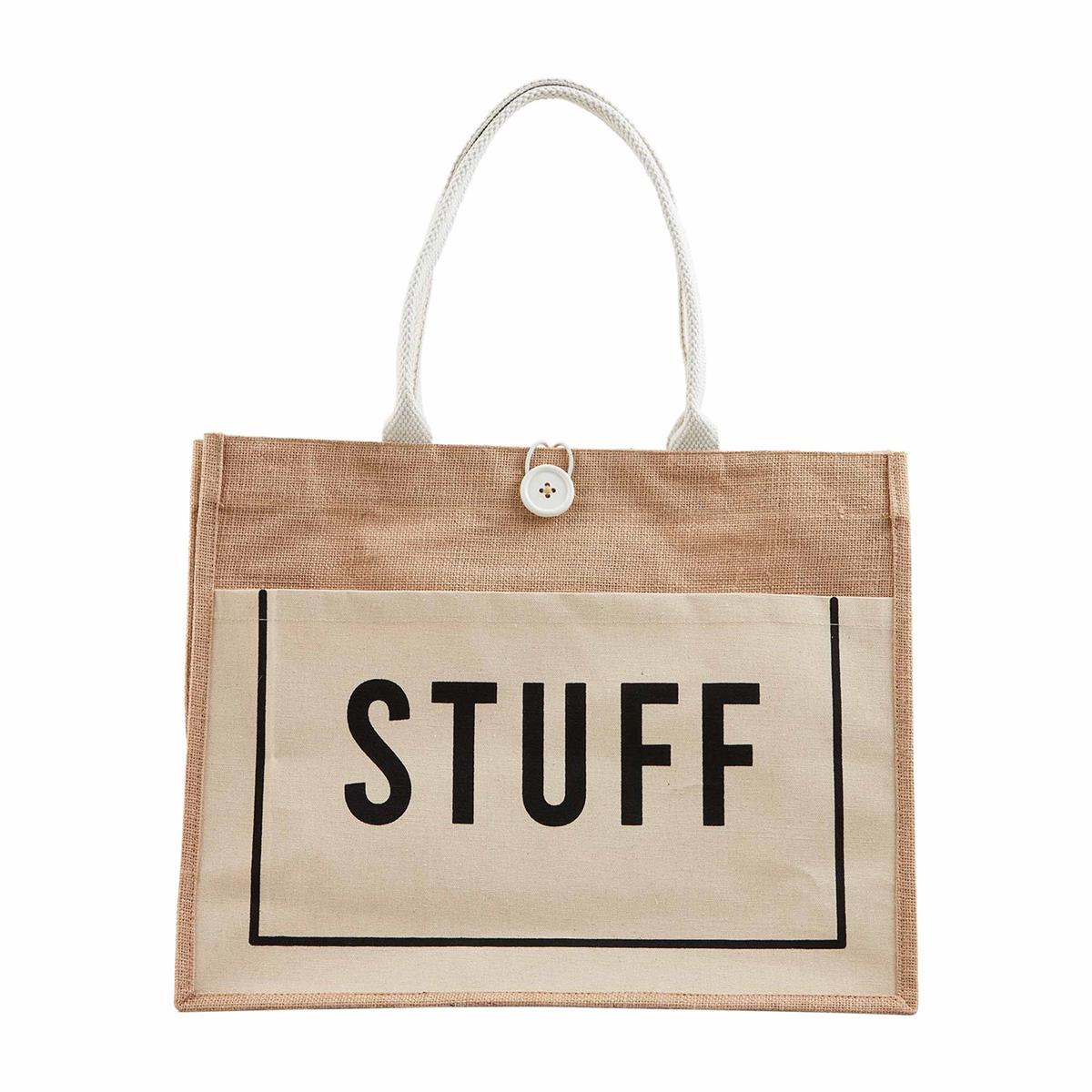 White Jute Word Tote