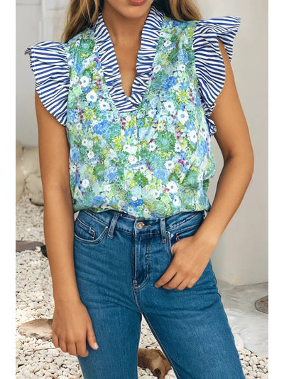 Floral & Stripes Top