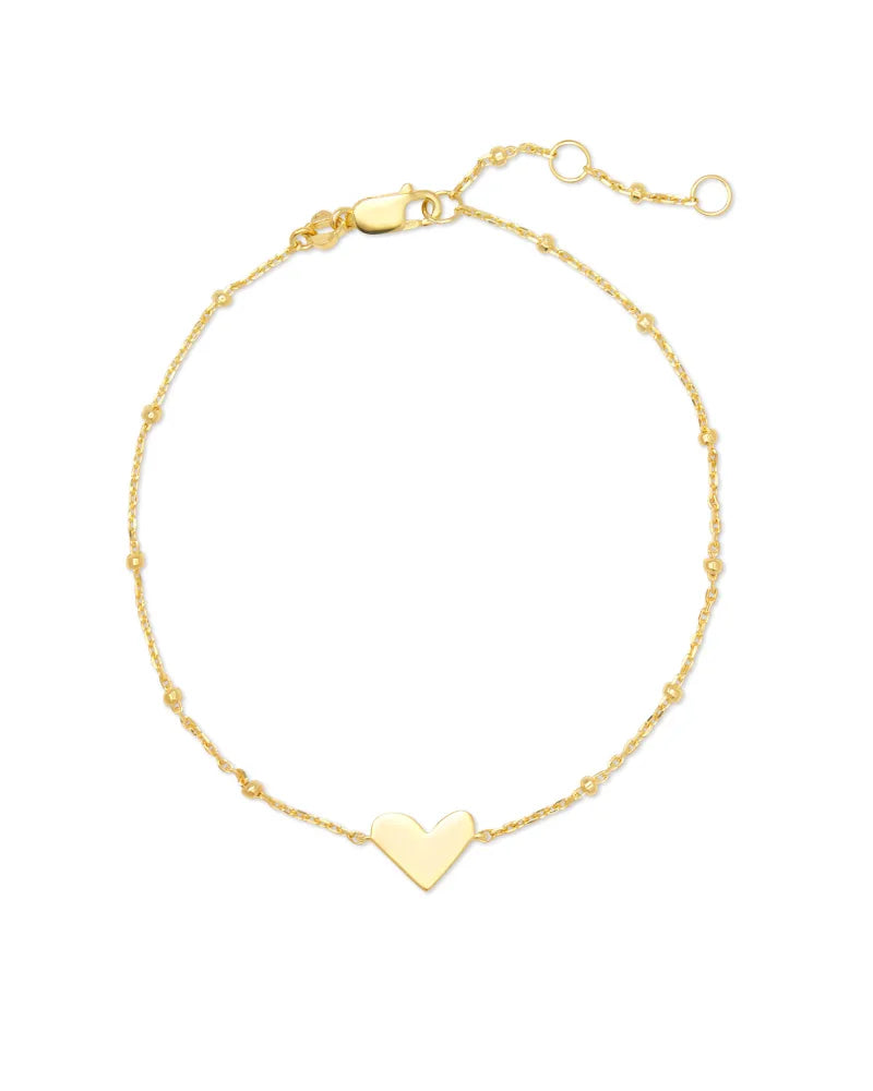 Ari Heart Delicate Chain Bracelet in 18k Yellow Gold