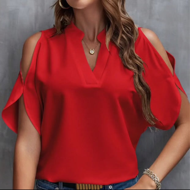 Candy Red Open Shoulder Top