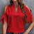 Candy Red Open Shoulder Top