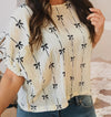 Bow Print Puff Sleeve Top