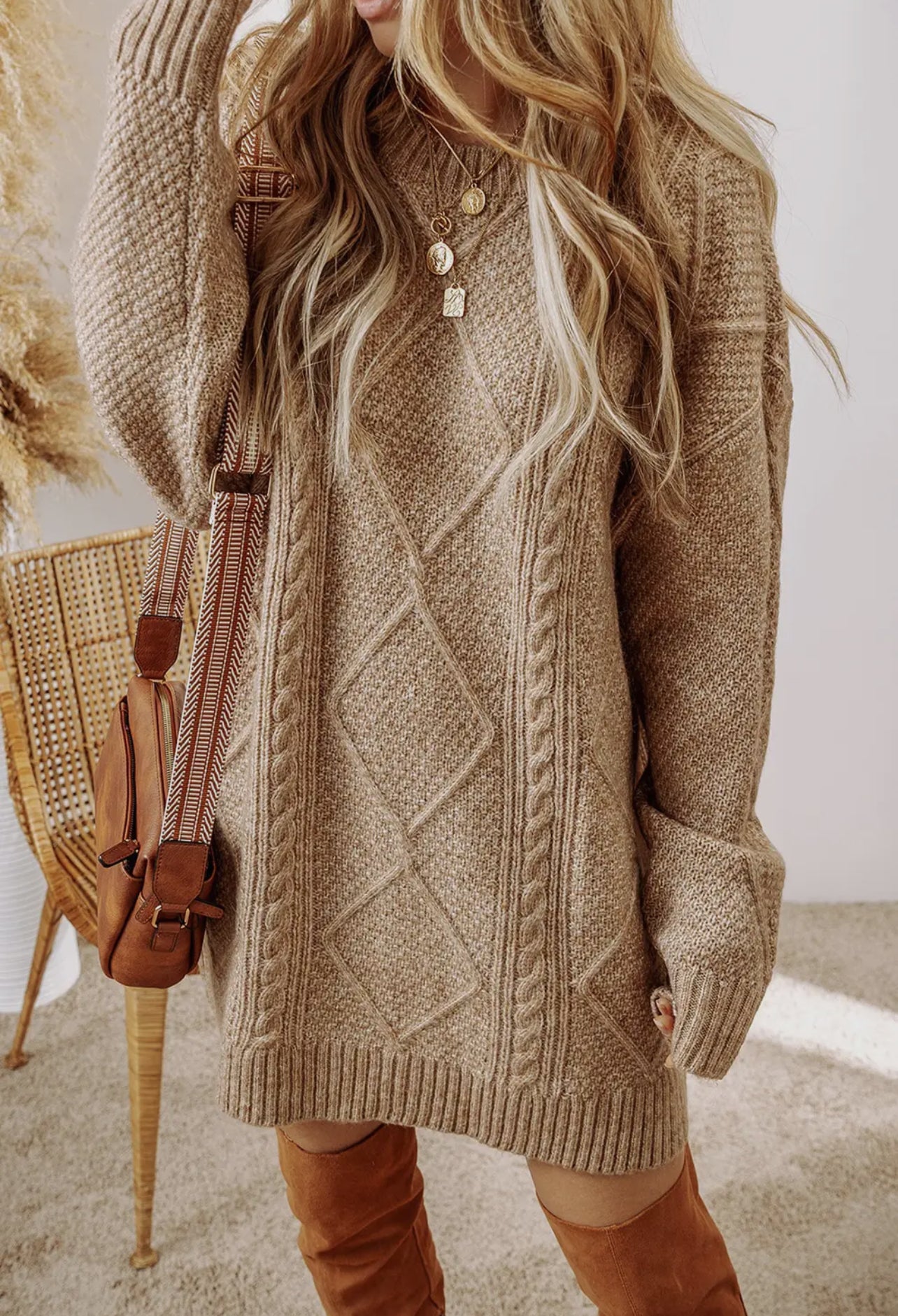 Cable Knit Crush Sweater Dress