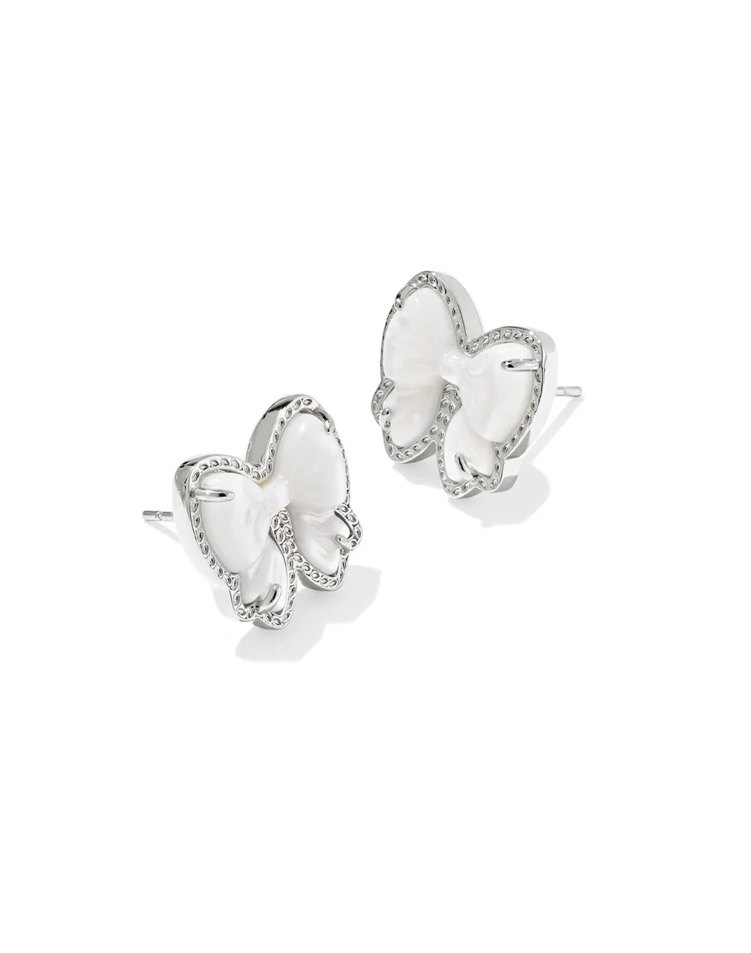 Haley Bow Stud Earrings in Silver