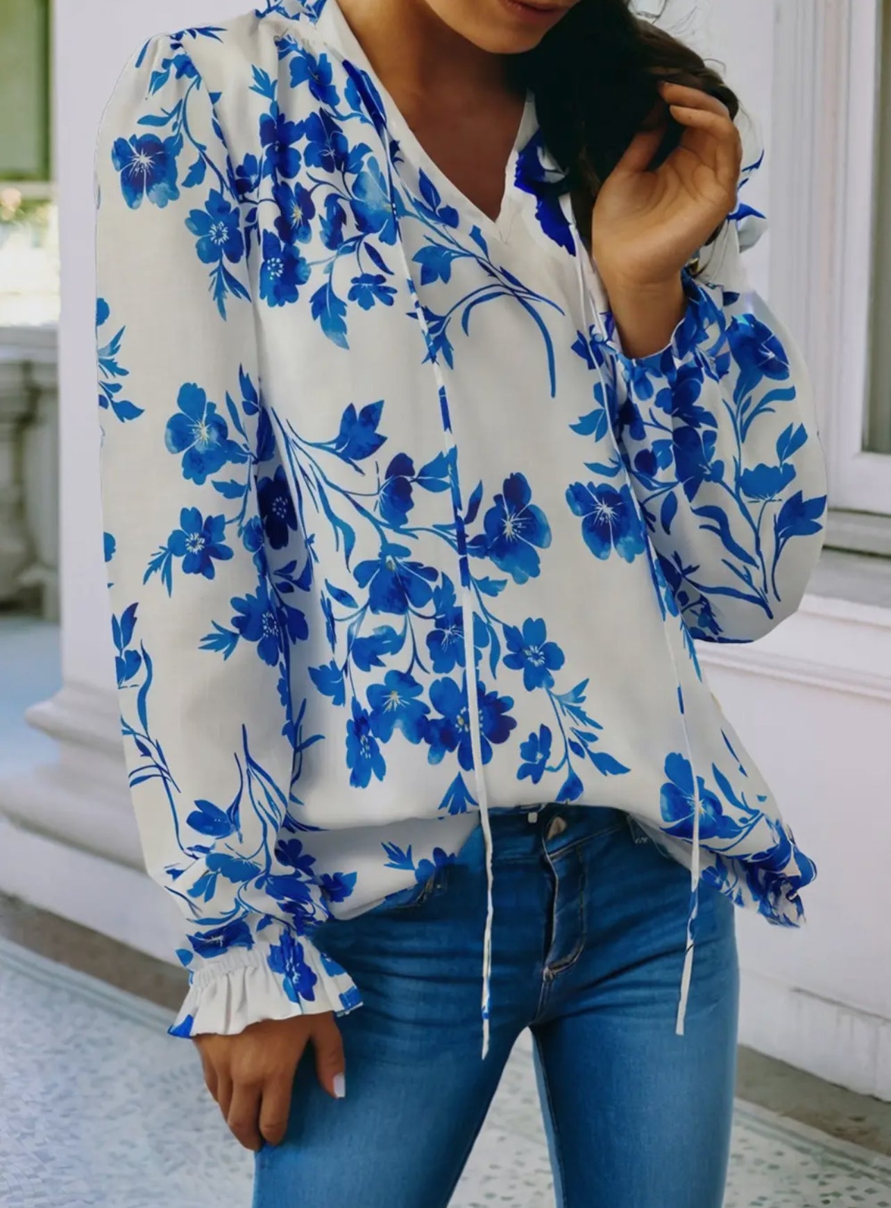 Indigo Bouquet Blouse