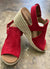 Corkys Pose in Red Faux Suede