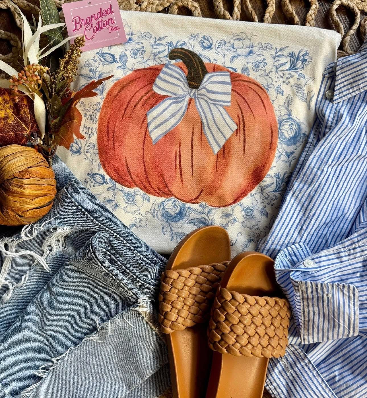 Blue Floral Pumpkin