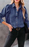 Ruffle Shoulder Denim Top/Jacket