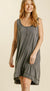 Button Front Dress with Raw Edged Hem