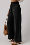 Drawstring Elastic Waist Wide Leg Pants