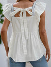 Embroidered Square Neck Ruched Blouse