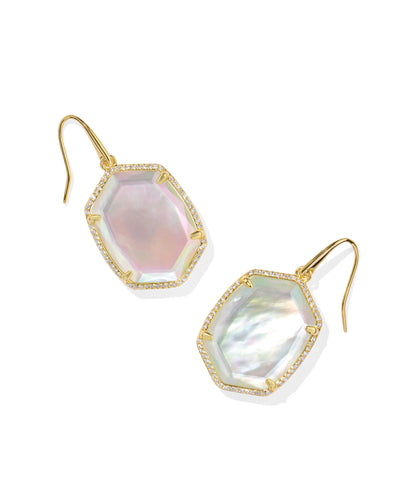 Daphne Gold Pave Frame Drop Earring