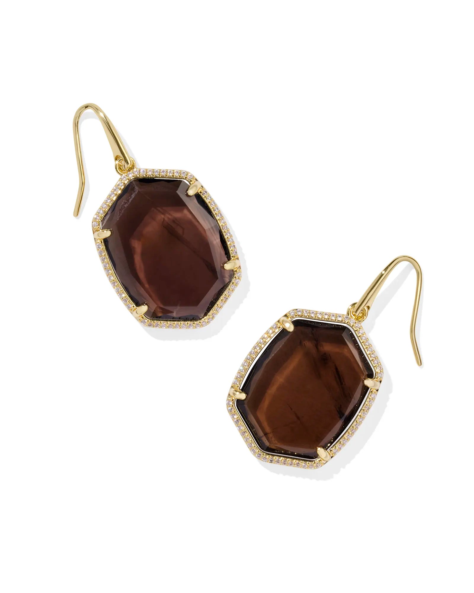 Daphne Gold Pave Frame Drop Earring