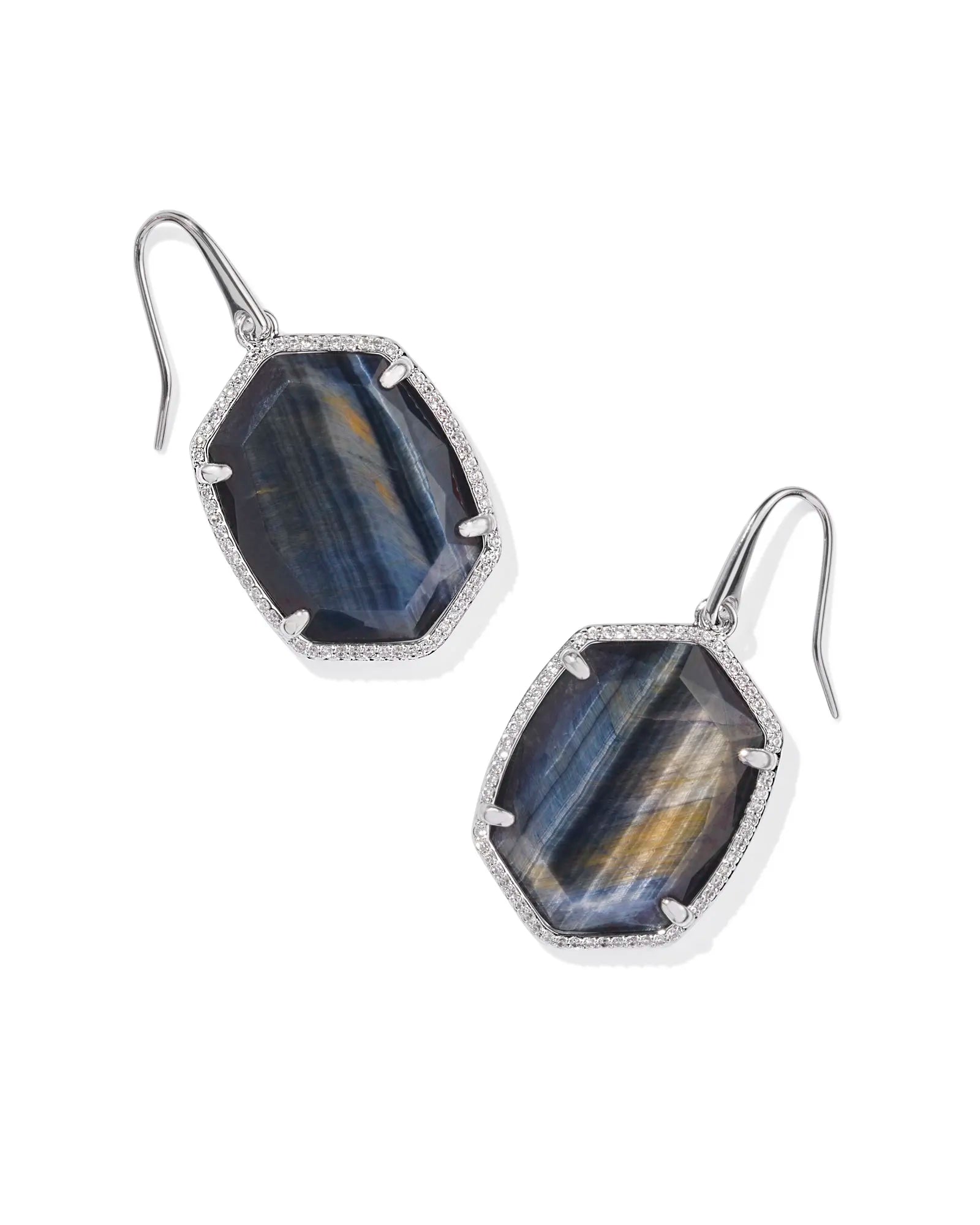 Daphne Silver Pave Frame Drop Earrings