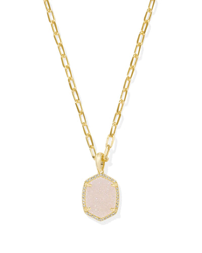 Daphne Gold Pave Frame Short Pendant Necklace