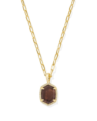 Daphne Gold Pave Frame Short Pendant Necklace