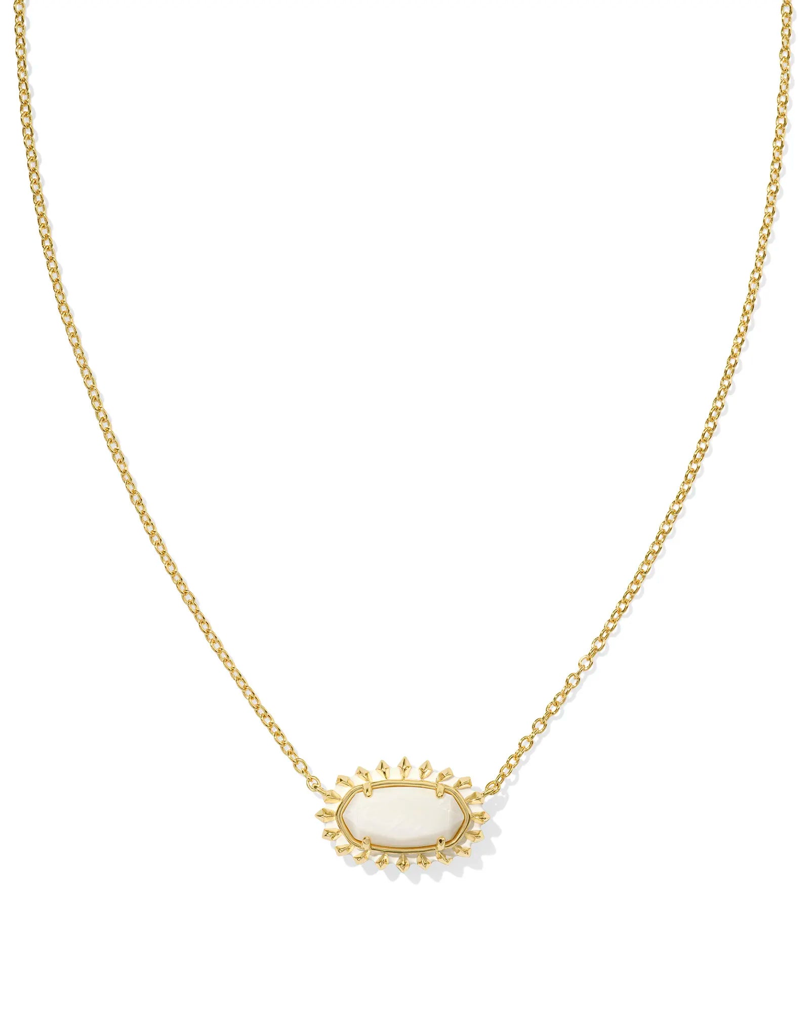 Elisa Gold Color Burst Frame Short Pendant Necklace