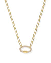 Emery Gold Link and Chain Necklace in White Crystal