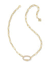 Emery Gold Link and Chain Necklace in White Crystal