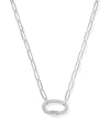 Emery Silver Link and Chain Necklace in White Crystal