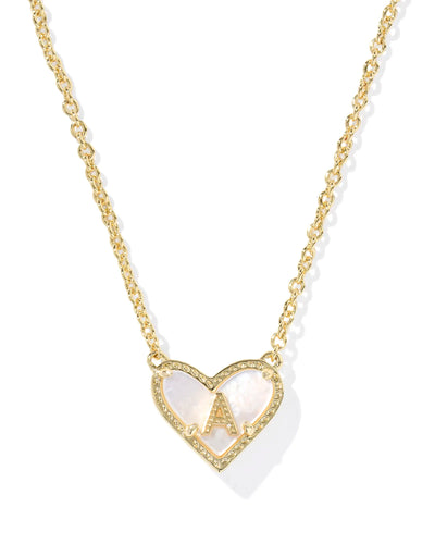 Ari Heart Letter Gold Short Pendant Necklace