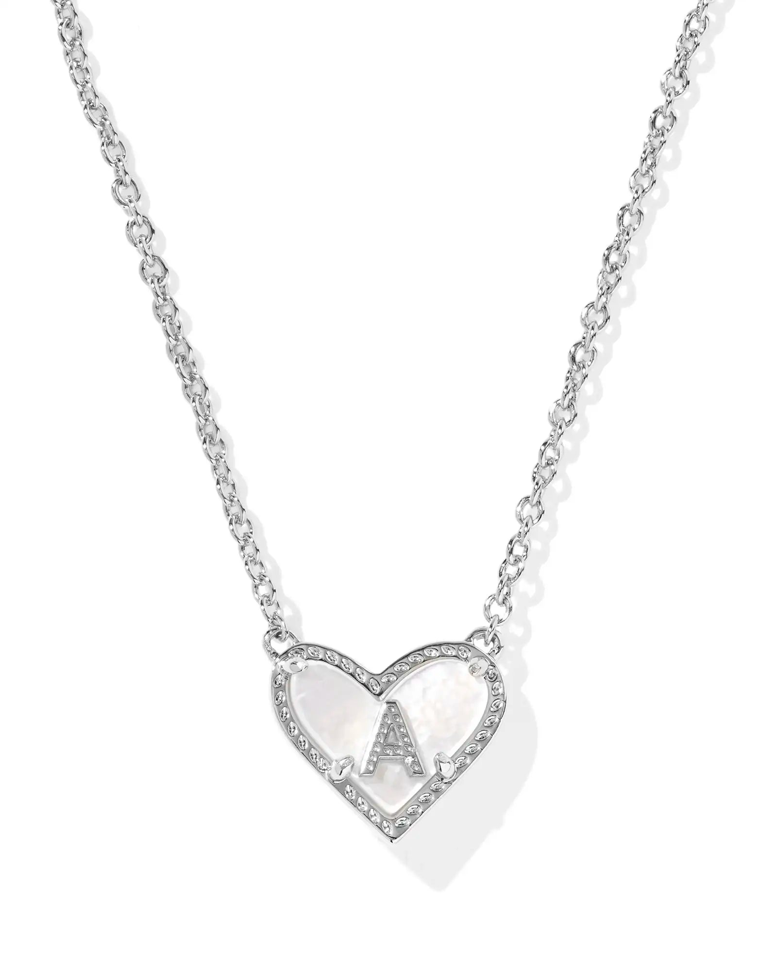 Ari Heart Letter Silver Short Pendant Necklace