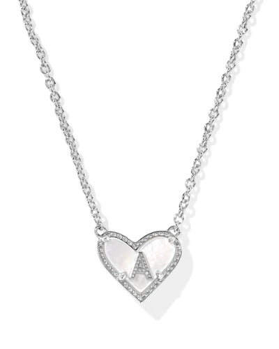 Ari Heart Letter Silver Short Pendant Necklace