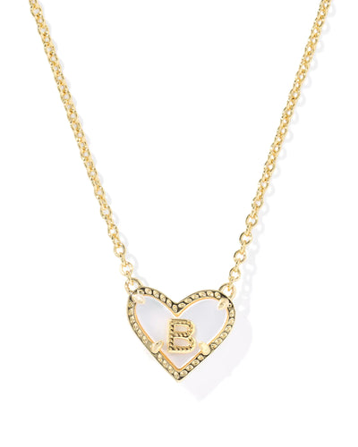Ari Heart Letter Gold Short Pendant Necklace
