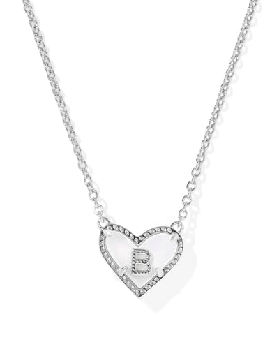 Ari Heart Letter Silver Short Pendant Necklace