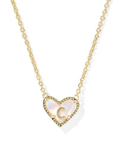 Ari Heart Letter Gold Short Pendant Necklace