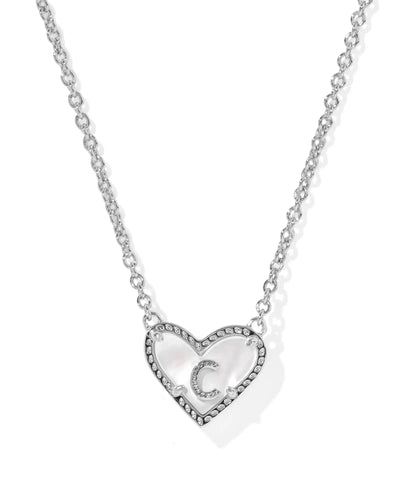 Ari Heart Letter Silver Short Pendant Necklace
