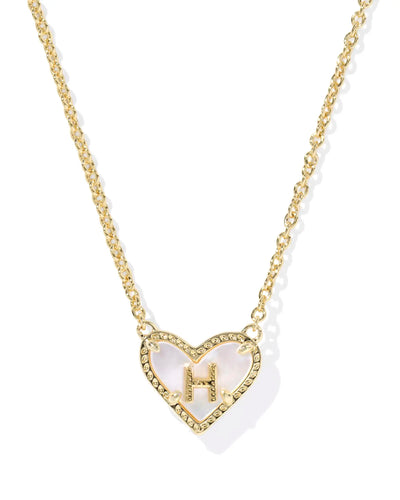 Ari Heart Letter Gold Short Pendant Necklace