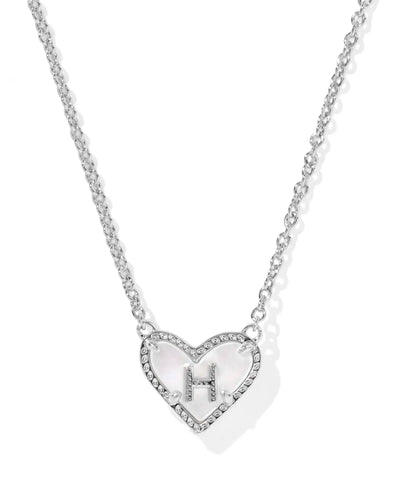 Ari Heart Letter Silver Short Pendant Necklace