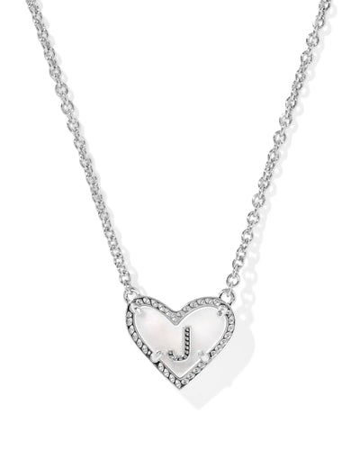 Ari Heart Letter Silver Short Pendant Necklace
