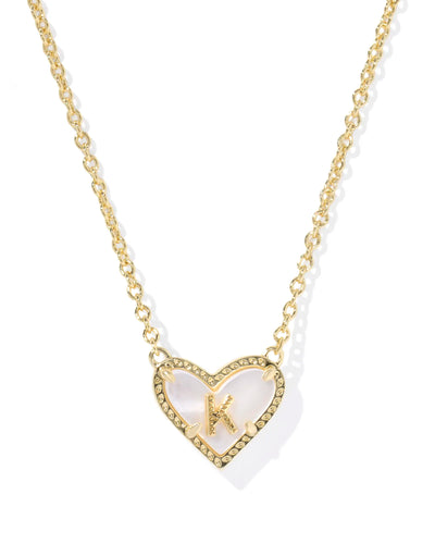 Ari Heart Letter Gold Short Pendant Necklace