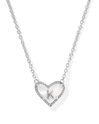 Ari Heart Letter Silver Short Pendant Necklace