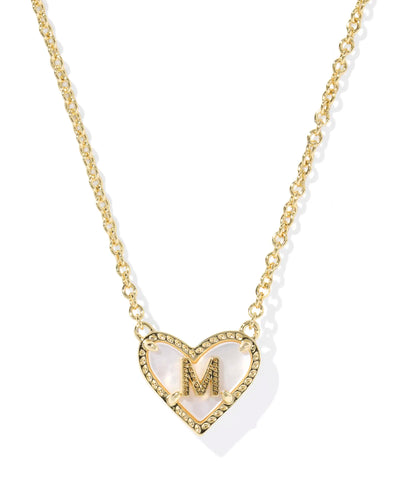 Ari Heart Letter Gold Short Pendant Necklace