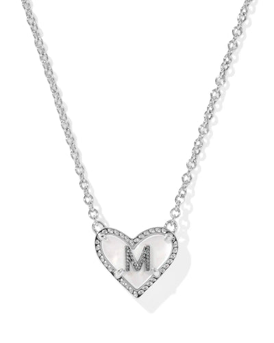 Ari Heart Letter Silver Short Pendant Necklace