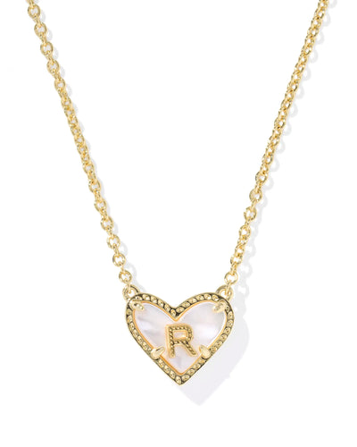 Ari Heart Letter Gold Short Pendant Necklace