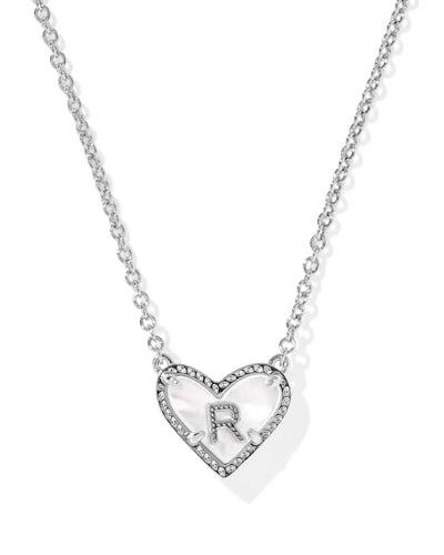 Ari Heart Letter Silver Short Pendant Necklace