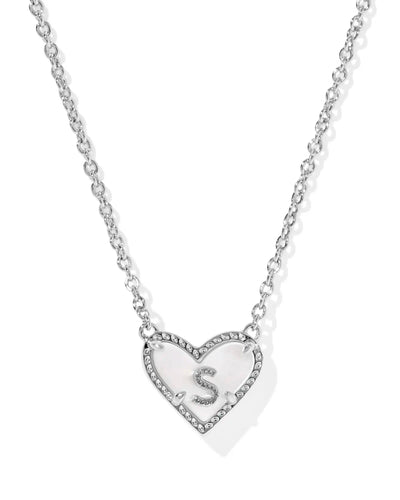 Ari Heart Letter Silver Short Pendant Necklace