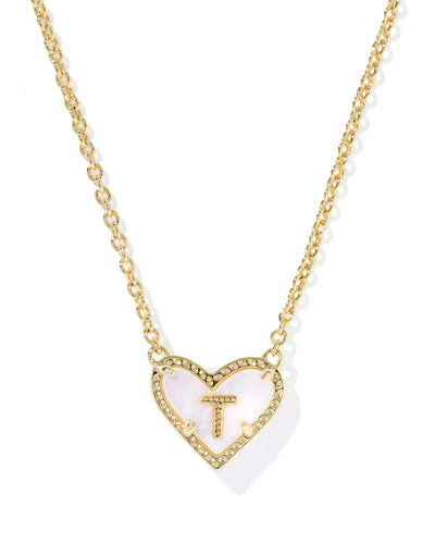 Ari Heart Letter Gold Short Pendant Necklace